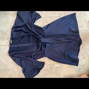 Blue silk romper